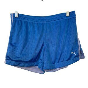 Puma Womens Blue Mesh Running Shorts XS